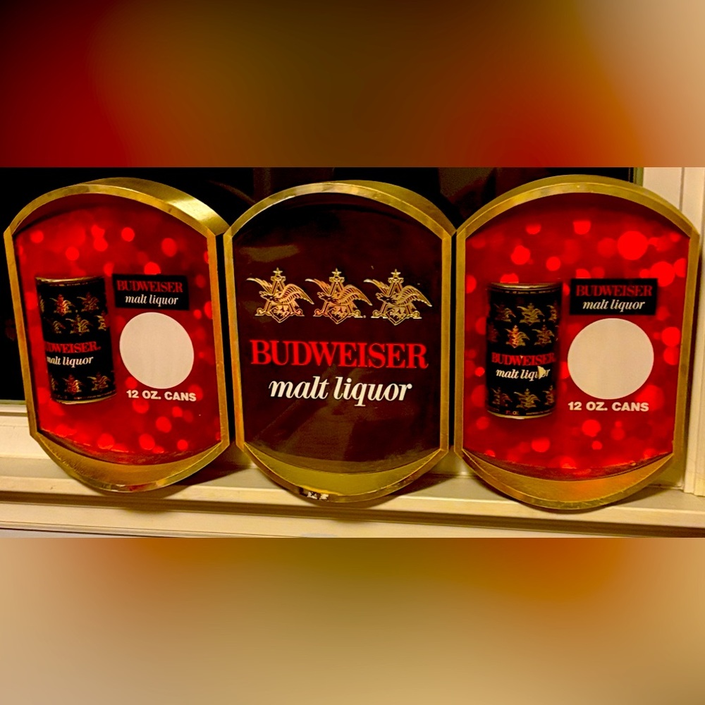 Vintage Budweiser Malt Liquor Sign with Red and Gold Accents rare